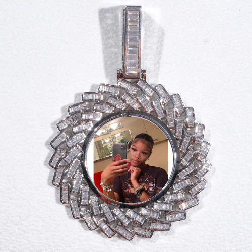 Large 3D Baguette Custom Picture Pendant