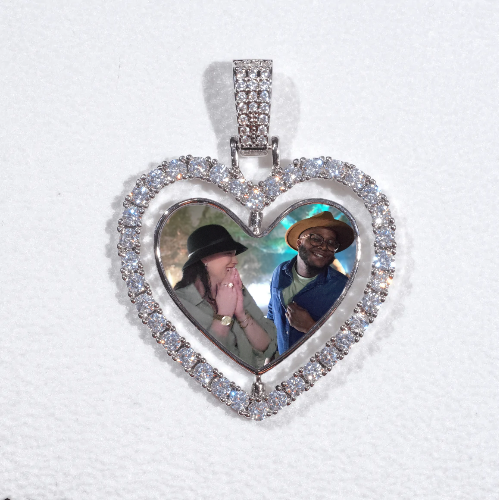 3D Spinning 2-Faced Heart Custom Picture Pendant