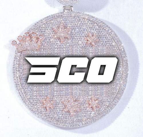 CUSTOM LETTER NECKLACE 3D BIG CROWN DISC