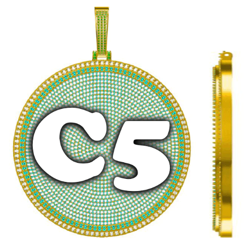CUSTOM LETTER NECKLACE 3D BIG DISC