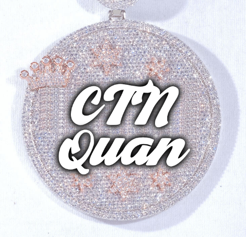 CUSTOM LETTER NECKLACE 3D BIG CROWN DISC