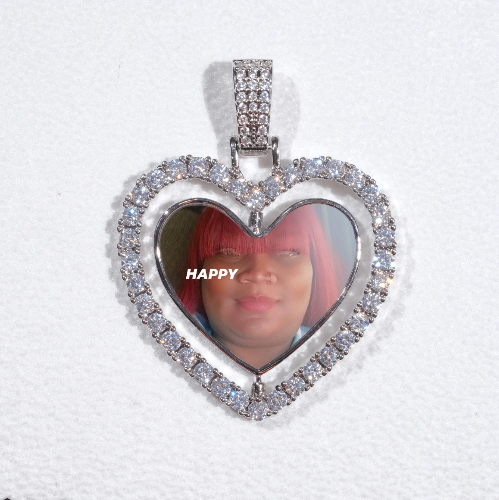 3D Spinning 2-Faced Heart Custom Picture Pendant