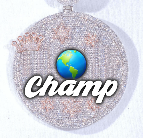 CUSTOM LETTER NECKLACE 3D BIG CROWN DISC