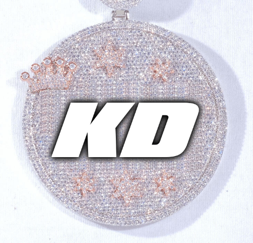 CUSTOM LETTER NECKLACE 3D BIG CROWN DISC