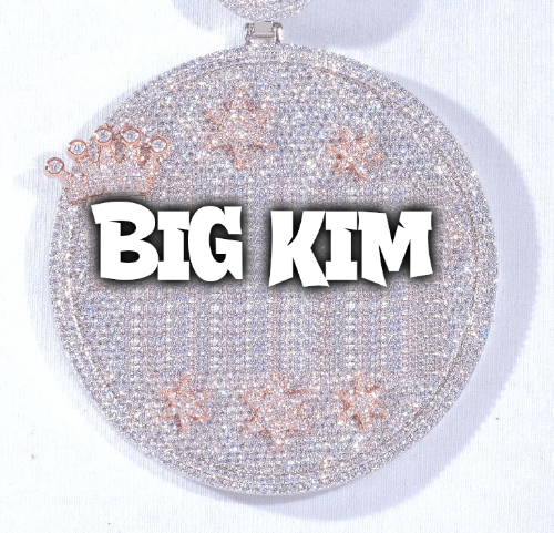 CUSTOM LETTER NECKLACE 3D BIG CROWN DISC