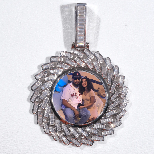 Large 3D Baguette Custom Picture Pendant