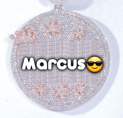 CUSTOM LETTER NECKLACE 3D BIG CROWN DISC