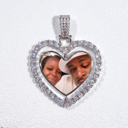 3D Spinning 2-Faced Heart Custom Picture Pendant