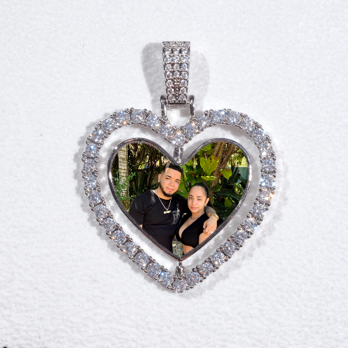 3D Spinning 2-Faced Heart Custom Picture Pendant