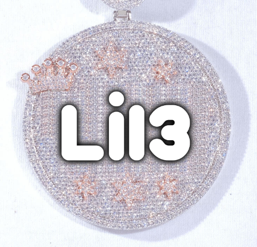 CUSTOM LETTER NECKLACE 3D BIG CROWN DISC
