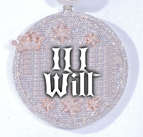 CUSTOM LETTER NECKLACE 3D BIG CROWN DISC