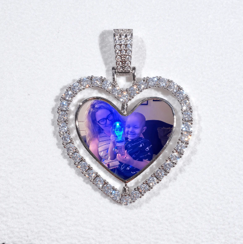3D Spinning 2-Faced Heart Custom Picture Pendant