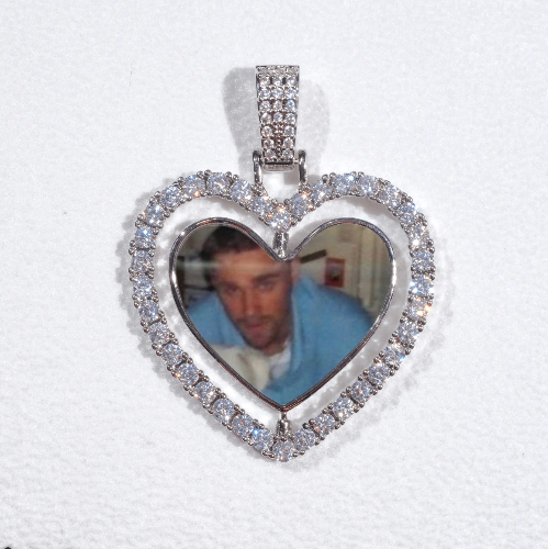 3D Spinning 2-Faced Heart Custom Picture Pendant
