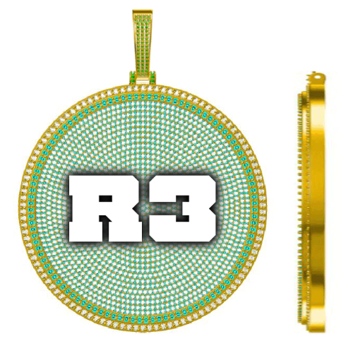 CUSTOM LETTER NECKLACE 3D BIG DISC