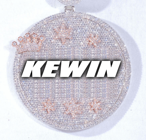 CUSTOM LETTER NECKLACE 3D BIG CROWN DISC