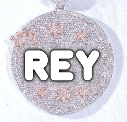 CUSTOM LETTER NECKLACE 3D BIG CROWN DISC