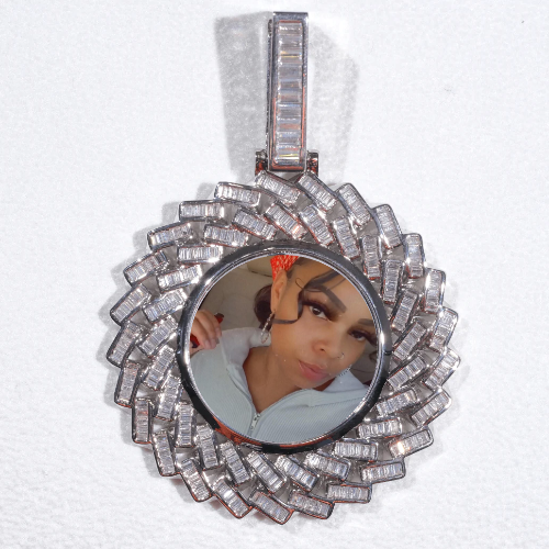 Large 3D Baguette Custom Picture Pendant