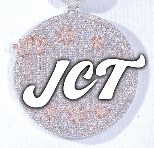 CUSTOM LETTER NECKLACE 3D BIG CROWN DISC