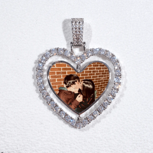 3D Spinning 2-Faced Heart Custom Picture Pendant