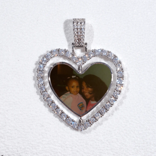 3D Spinning 2-Faced Heart Custom Picture Pendant