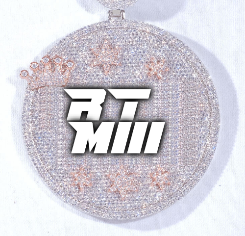 CUSTOM LETTER NECKLACE 3D BIG CROWN DISC