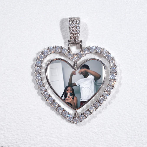 3D Spinning 2-Faced Heart Custom Picture Pendant