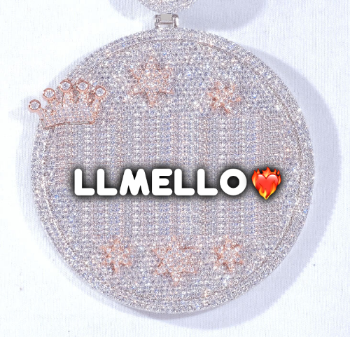 CUSTOM LETTER NECKLACE 3D BIG CROWN DISC