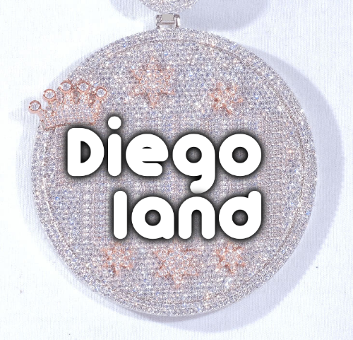 CUSTOM LETTER NECKLACE 3D BIG CROWN DISC