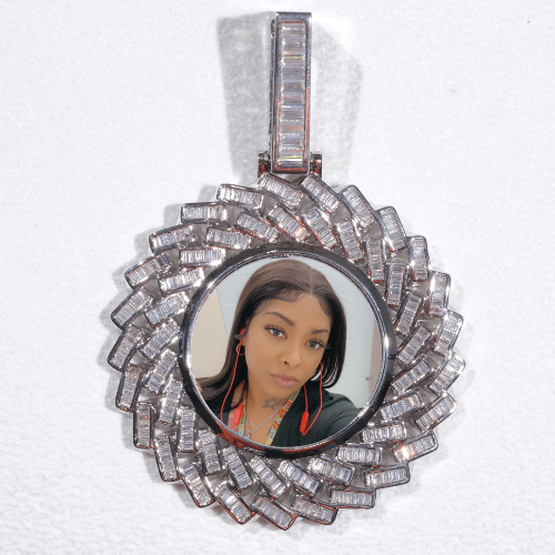 Large 3D Baguette Custom Picture Pendant