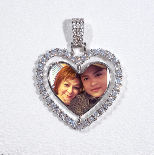 3D Spinning 2-Faced Heart Custom Picture Pendant