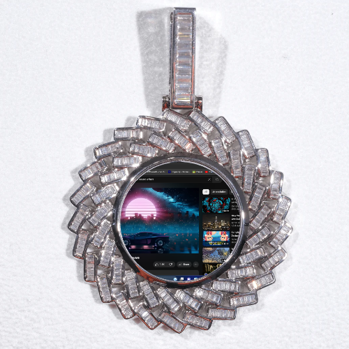Large 3D Baguette Custom Picture Pendant