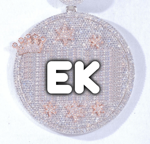 CUSTOM LETTER NECKLACE 3D BIG CROWN DISC