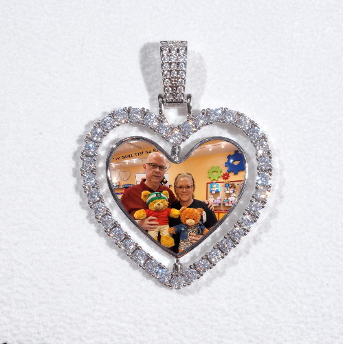 3D Spinning 2-Faced Heart Custom Picture Pendant