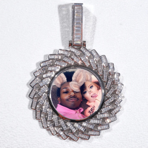 Large 3D Baguette Custom Picture Pendant