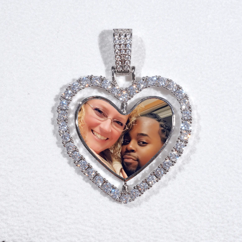 3D Spinning 2-Faced Heart Custom Picture Pendant