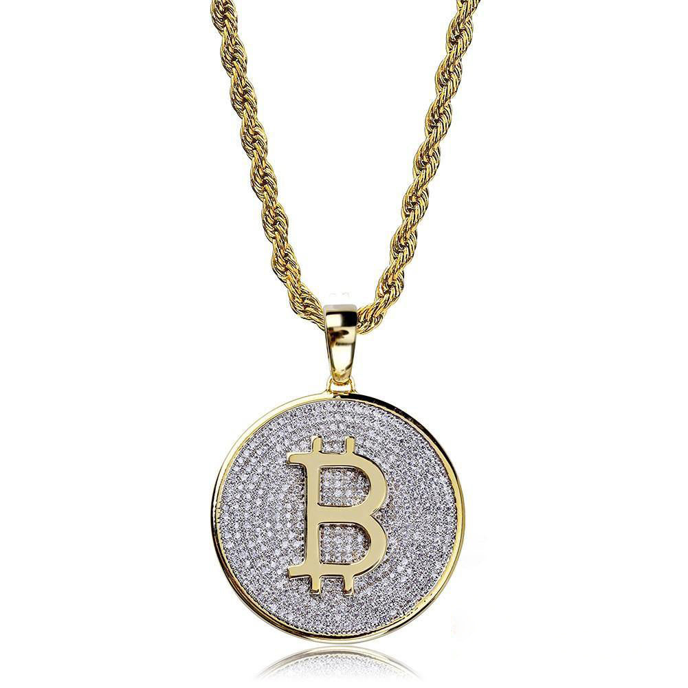 Two-tone Iced 31mm CZ  Cuban Link  Pendant In Yellow Gold-Plated