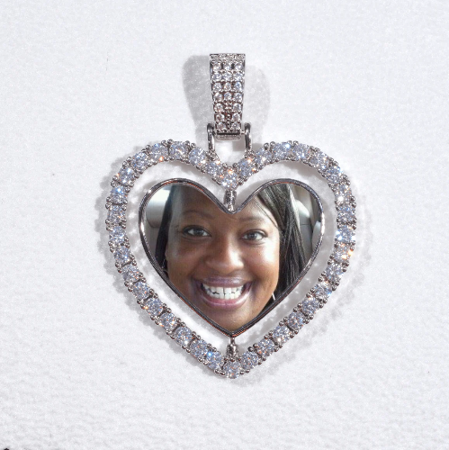 3D Spinning 2-Faced Heart Custom Picture Pendant