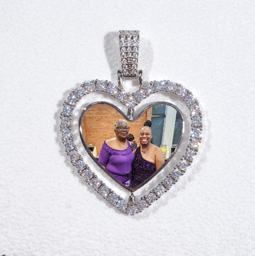 3D Spinning 2-Faced Heart Custom Picture Pendant