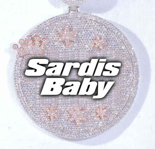 CUSTOM LETTER NECKLACE 3D BIG CROWN DISC