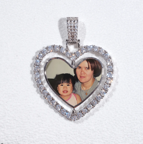 3D Spinning 2-Faced Heart Custom Picture Pendant