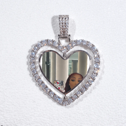 3D Spinning 2-Faced Heart Custom Picture Pendant