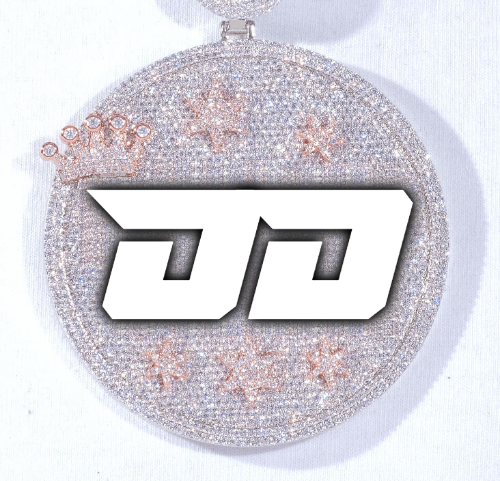 CUSTOM LETTER NECKLACE 3D BIG CROWN DISC