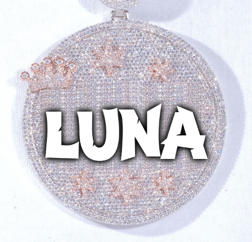 CUSTOM LETTER NECKLACE 3D BIG CROWN DISC