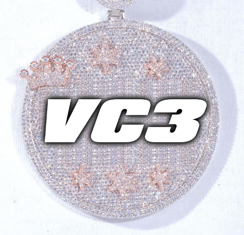 CUSTOM LETTER NECKLACE 3D BIG CROWN DISC