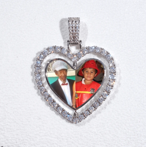 3D Spinning 2-Faced Heart Custom Picture Pendant