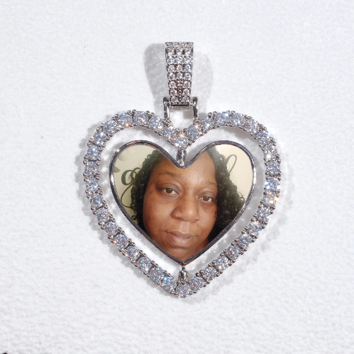 3D Spinning 2-Faced Heart Custom Picture Pendant