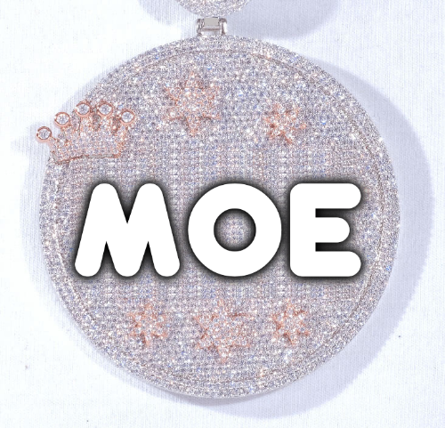 CUSTOM LETTER NECKLACE 3D BIG CROWN DISC