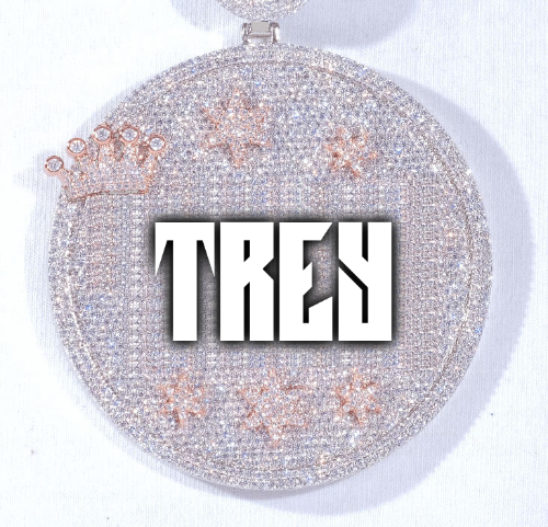 CUSTOM LETTER NECKLACE 3D BIG CROWN DISC