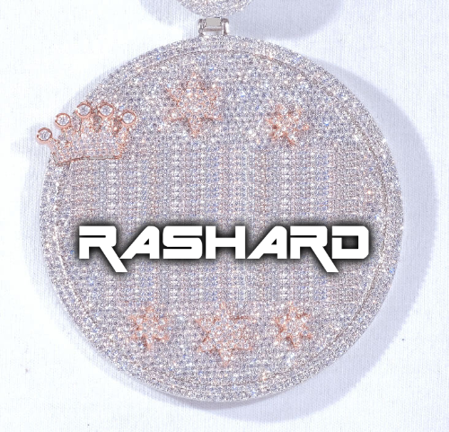 CUSTOM LETTER NECKLACE 3D BIG CROWN DISC
