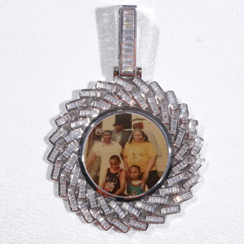 Large 3D Baguette Custom Picture Pendant
